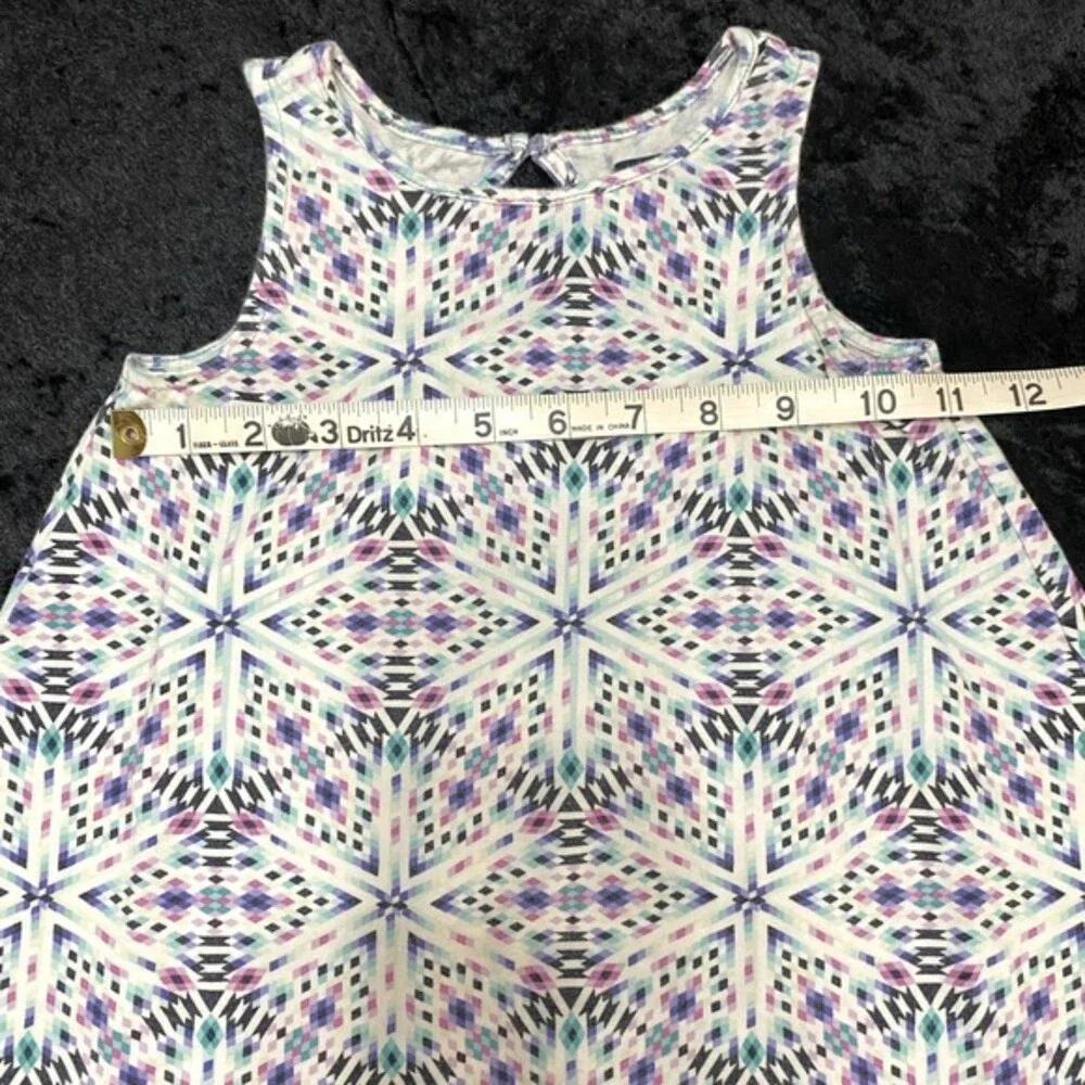Gap Kids XS (4-5) White Sundress Diamond Geometric Pattern Purples Blues Aquas
